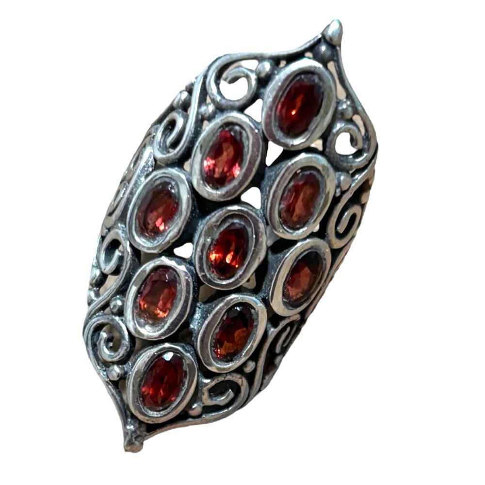 Sterling Silver Ring w Amber Gemstones Vintage MCM 7.5 Vintage 925 FINAL PRICE